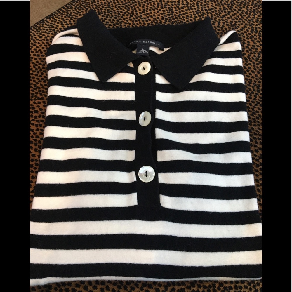 Great substantial knit polo style top, Banana Republic.